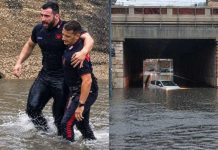 Carabiniere “eroe” salva tre donne intrappolate nelle auto sommerse dall’acqua